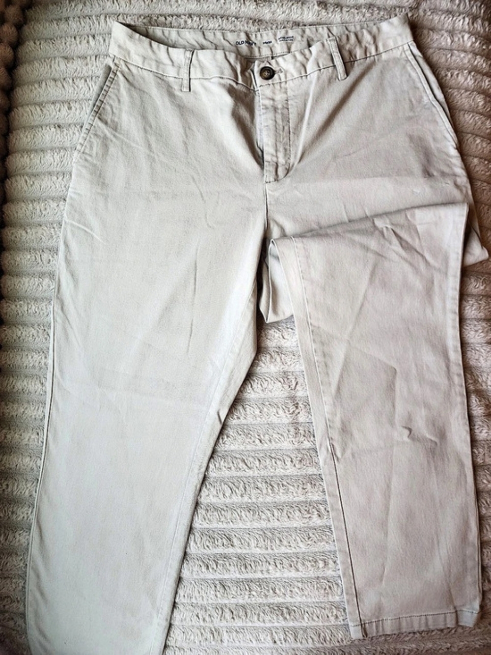 Old Navy Athletic Built-In-Flex Chinos Chino Pants Cream Waist 34x32